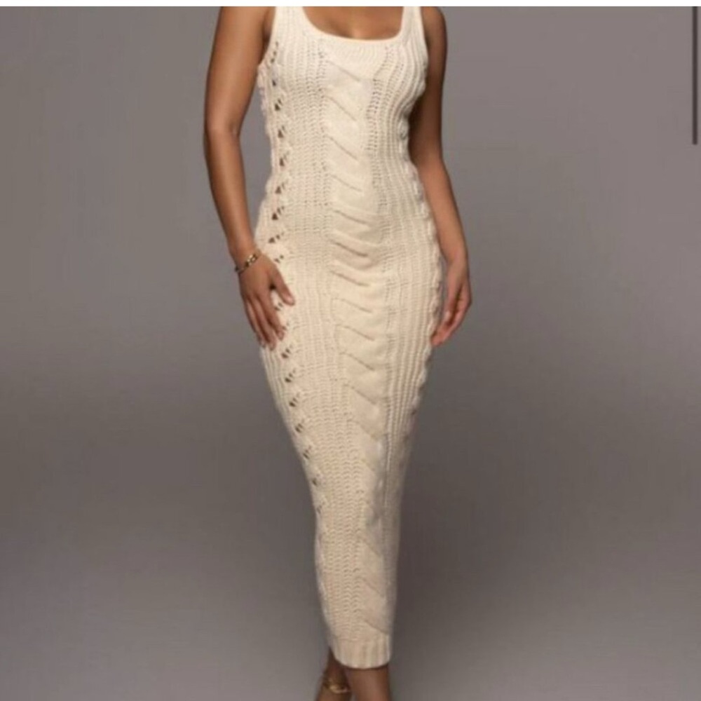 Jluxlabel Elegant Cream Knit Dress